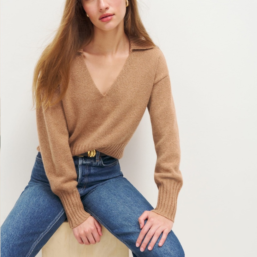 Reformation Beckie Cashmere Collared Sweater M